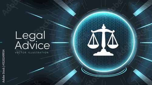 Digital illustration featuring a futuristic LEGAL ADVICE and sleek design.