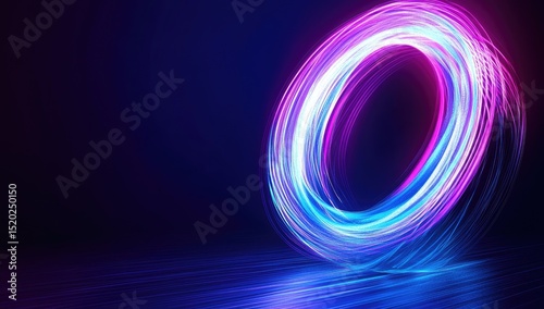 Glowing Neon Circle on Dark Background