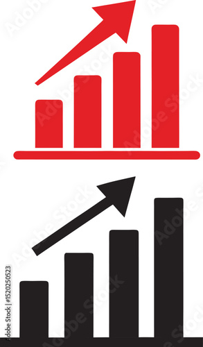 Business chart with an upward arrow showing financial growth and market success