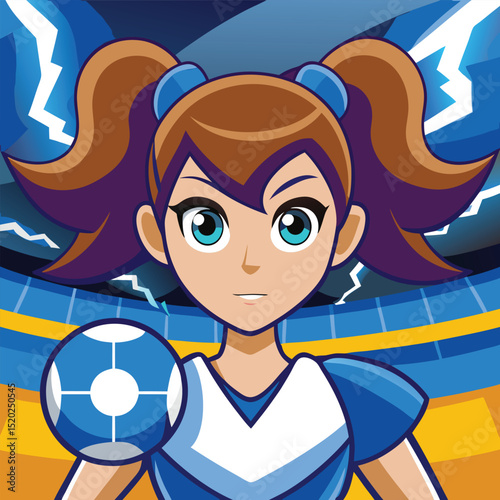 Vibrant Cartoon Soccer Player in Blue Uniform