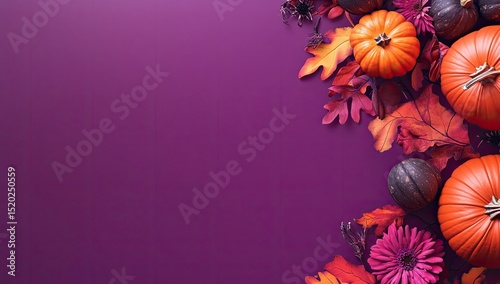 Autumnal Thanksgiving display with pumpkins and leaves