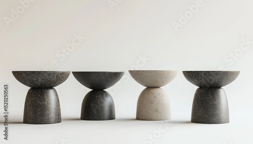 Modern, minimalist side tables in stone-like material