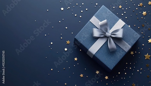 Elegant gift box on a dark navy background