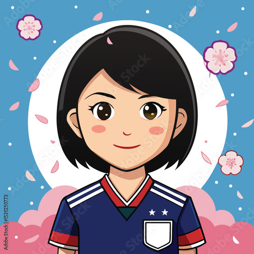 Dynamic Anime Soccer Illustration with Cherry Blossoms