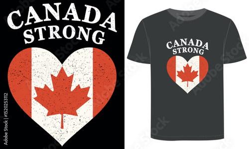 Canada Strong T-Shirt Distressed Heart Maple Leaf Flag Design for Canadian Pride And Resilience