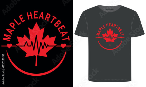 Maple Heartbeat Canada T Shirt, Canadian Flag ECG Line Design for Patriotic Pride And Heartfelt Love