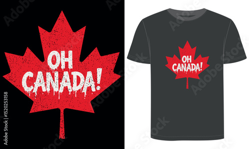 Oh Canada Vintage T Shirt, Grunge Maple Leaf Patriotic Design for Canadian Pride And  National Holidays