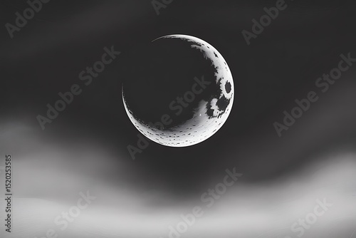 Mystical crescent moon illuminating the night sky with ethereal glow