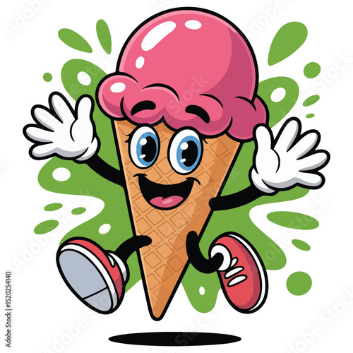 Ice Cream Cartoon vector, funny vector art, clipart vector