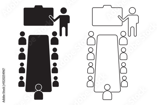 boardroom meeting icon vector black and white business on Transparent Background. EPS 10.