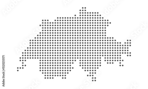 Vector dotted map of Switzerland isolated on white background, easy to edit.