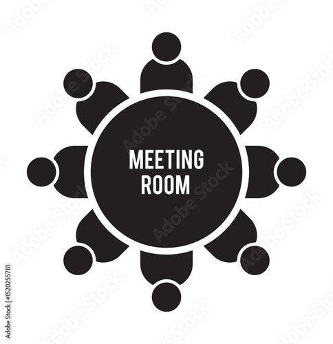 boardroom meeting icon vector black and white business on Transparent Background. EPS 10.