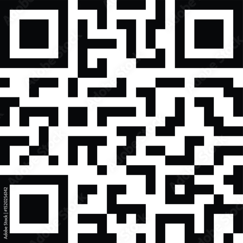 Black and white qr code isolated on transparent background