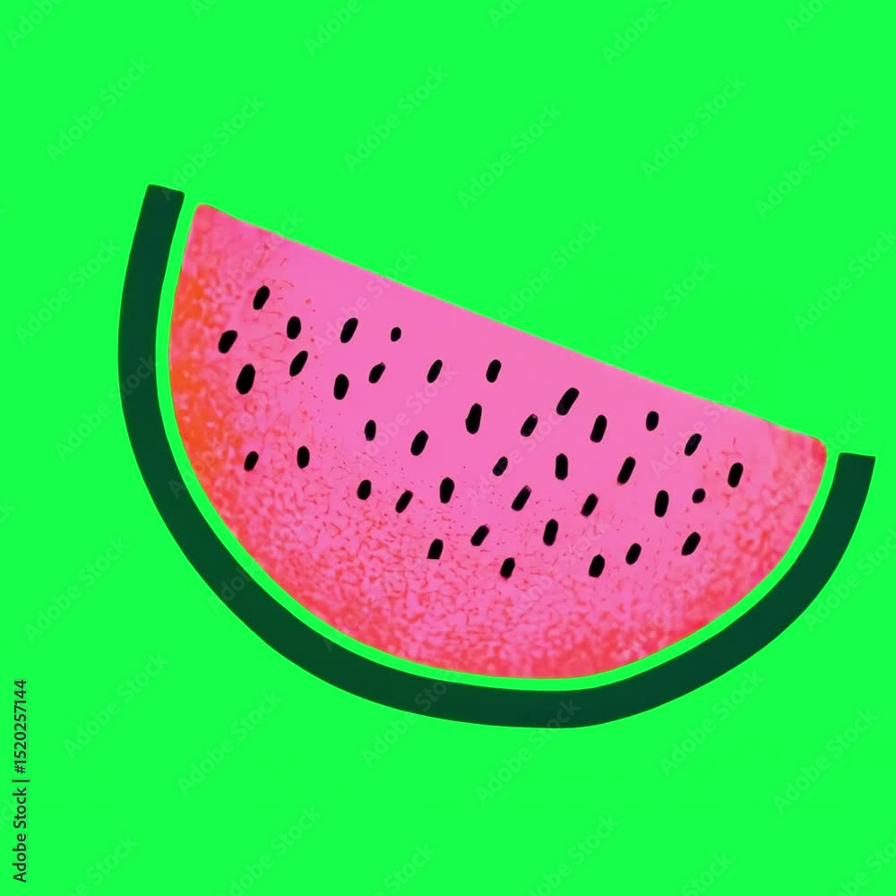 Vibrant watermelon slice illustration animation, transparent 4K video, green screen Vibrant watermelon slice illustration animation, transparent 4K video, green screen