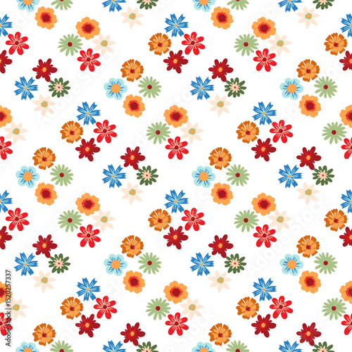 Preppy summer simple flower head checkered seamless pattern. Vivid coquette romb flower texture