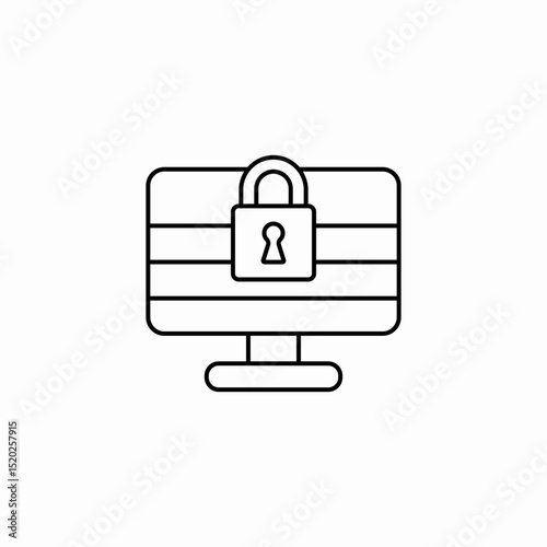 desktop locked icon sign vector