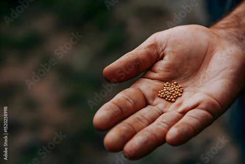 A Person Holding Mustard Seeds to Illustrate the Parable of Jesus Christ Faith Like a Mustard Seed