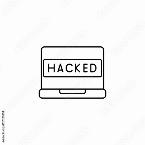 laptop hacked icon sign vector