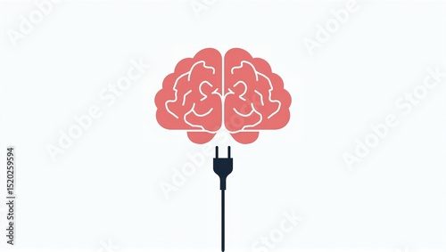Brain with socket plug, brain needs constant energy supply 