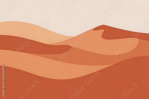 Abstract minimal depiction showcasing desert dunes with an earthy color palette