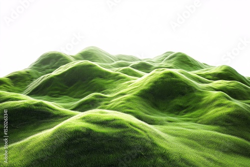 Vibrant Green Hills and Undulating Meadows. Capturing Nature's Tranquil Landscape Scenery