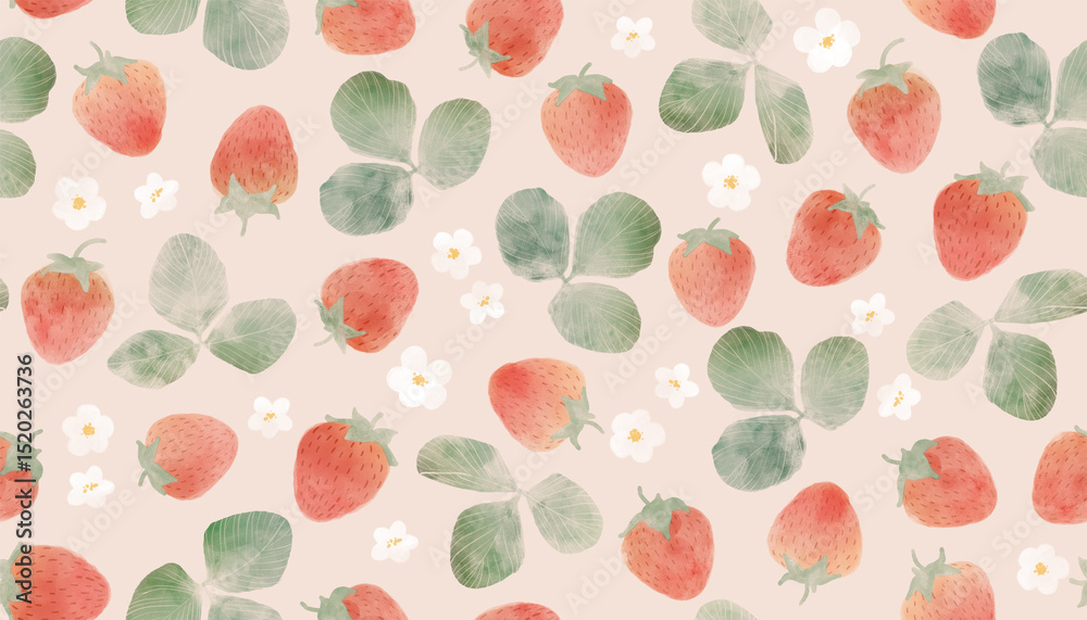 Watercolor strawberry seamless pattern Watercolor strawberry seamless pattern