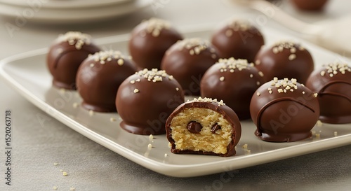 Homemade Chocolate Covered Cookie Dough Bites with Sprinkles

