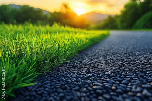 Serene Landscape at Sunset. Scenic Road through Nature's Vibrant Colors