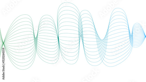 Vector curvy abstract line art wavy flowing dynamic colorful lines white background in concept music or sound, wave, wind, information flow pattern background wavy strings and threads flowy art	
