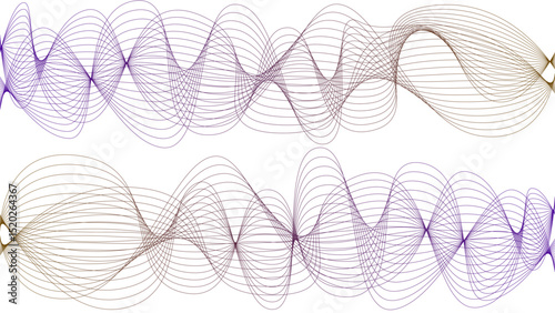 Vector curvy abstract line art wavy flowing dynamic colorful lines white background in concept music or sound, wave, wind, information flow pattern background wavy strings and threads flowy art	