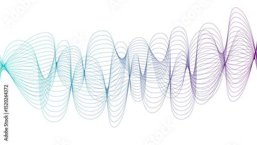 Vector curvy abstract line art wavy flowing dynamic colorful lines white background in concept music or sound, wave, wind, information flow pattern background wavy strings and threads flowy art	