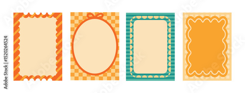 Summer frame, poster, invitation border, whismical wavy 