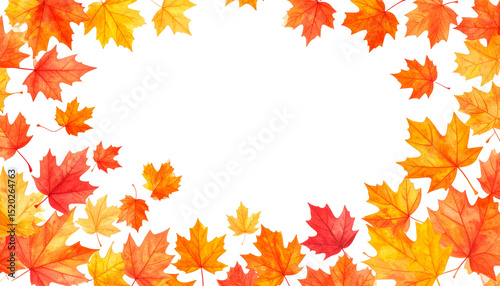 Autumn Maple Leaves Frame on Transparent Background