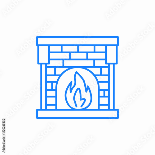 fireplace with flame icon sign vector