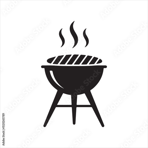 BBQ grill silhouette icon – simple black vector of a hot metal gril