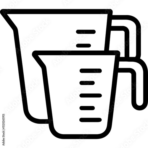 Minimalist outline icon of nested measuring cups