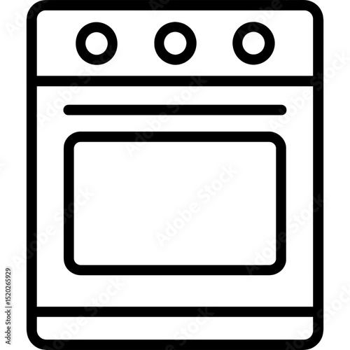 Minimalist oven icon with bold black lines