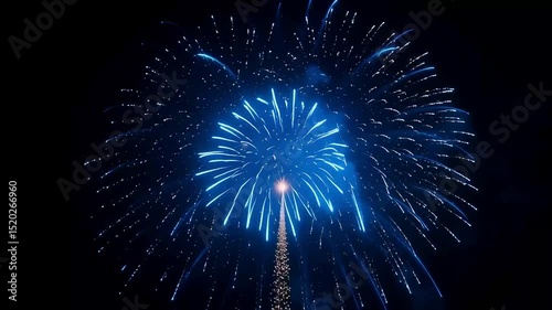 Stunning Blue Fireworks Display Illuminating the Night Sky