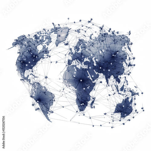 3D Global Map Showing Internet Technology Connect