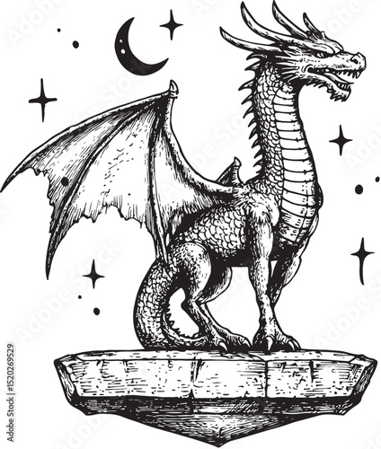 Vintage dragon vector illustration