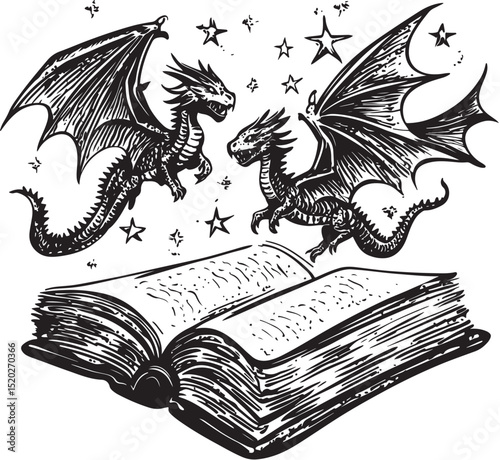 Vintage dragon vector illustration