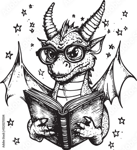 Vintage dragon vector illustration