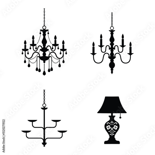 Silhouette Vector of Modern Lighting Fixtures Pack