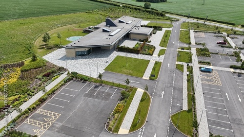 Bild auf Leinwand aerial view of Lilley fields crematorium and memorial garden