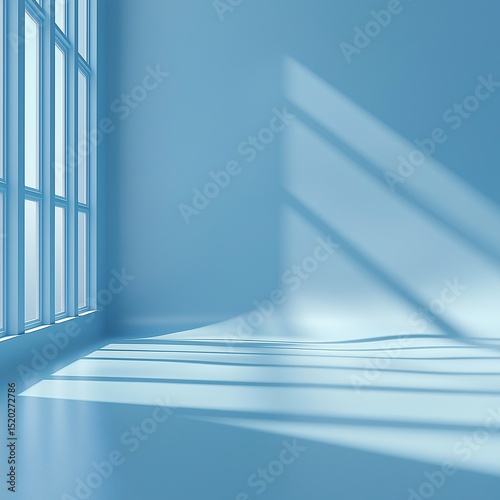 Modern Interior Space Design. Blue Shades and Natural Daylight in Minimalist Architecture