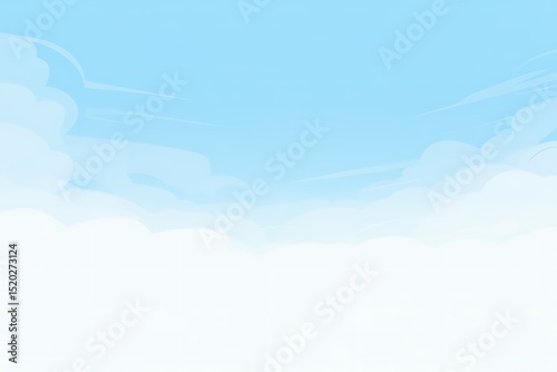 Serene blue sky with fluffy clouds vector illustration in soft pastel tones