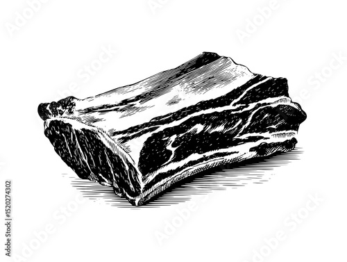 Delicate engraving of vintage meat cut showcasing intricate details and timeless craftsmanship