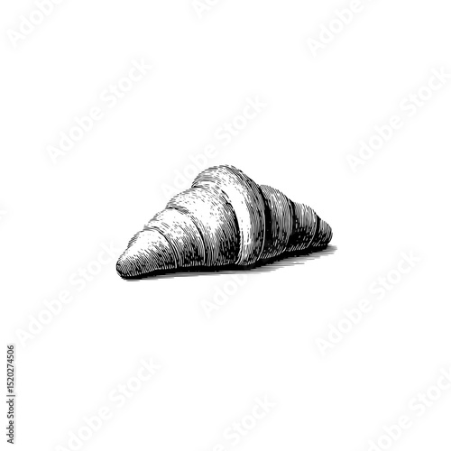 Exquisite vintage engraved illustration of a croissant showcasing detailed textures and rich design elements