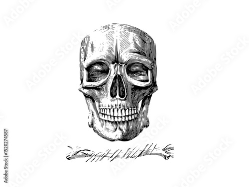 Vintage engraved skull design capturing the essence of classic anatomy illustrations from a bygone era