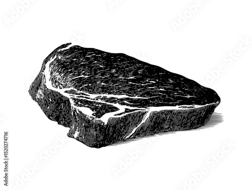 Vintage engraved illustration of a classic beef steak for culinary design enthusiasts and collectors